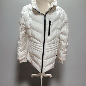Michael Kors White Faux-Fur Hooded Jacket